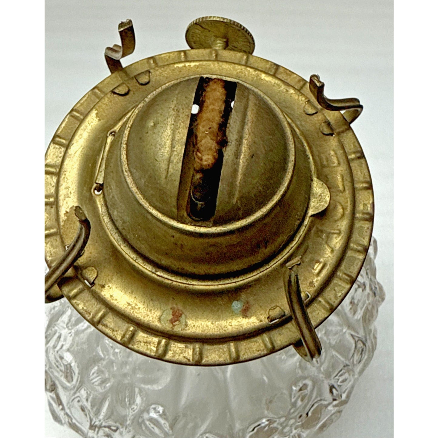 Antique EAPG Plume Atwood Triple Flower Forget Me Not Mini Oil Lamp Eagle Mfg Co