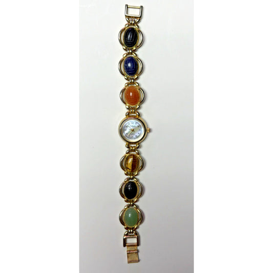 Vtg Lafayette Scarab Beetle Watch Bracelet Ladies MOP 22mm Sz 6.5