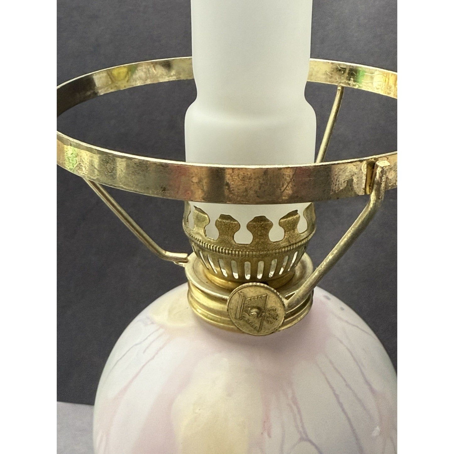 Art Nouveau Rueven Art Hand Painted Glass Miniature Oil Lamp As-Is