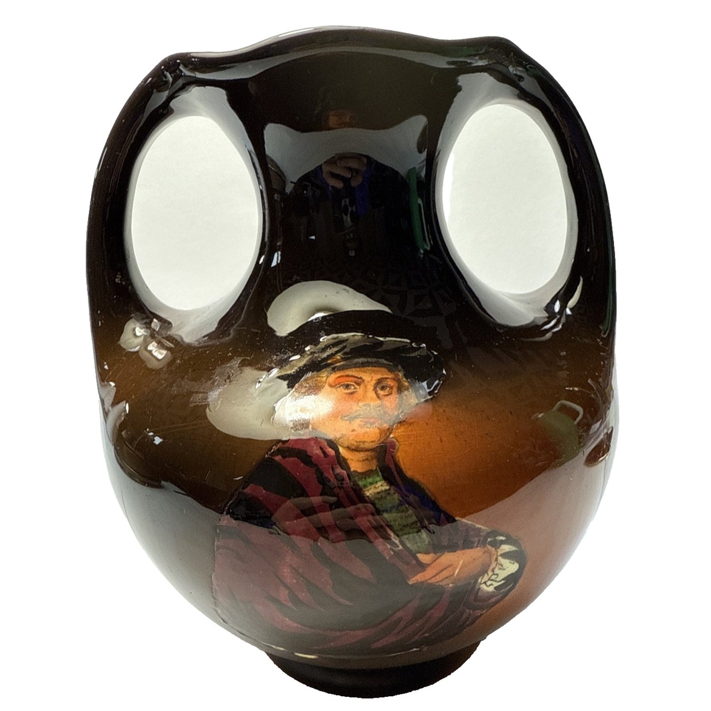 Old Redwood Pottery Glazed Colonial Amphora Vase Double Handle As Is