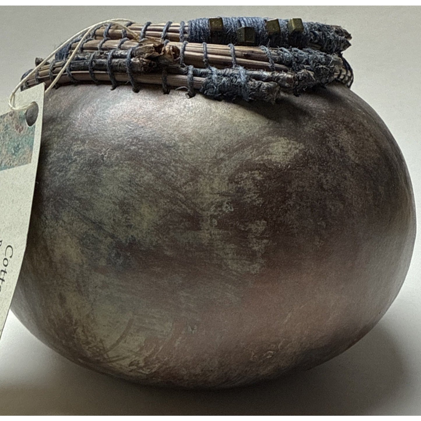 Vintage Phyl Campbell Handmade Gourd Basket Beadwork Signed