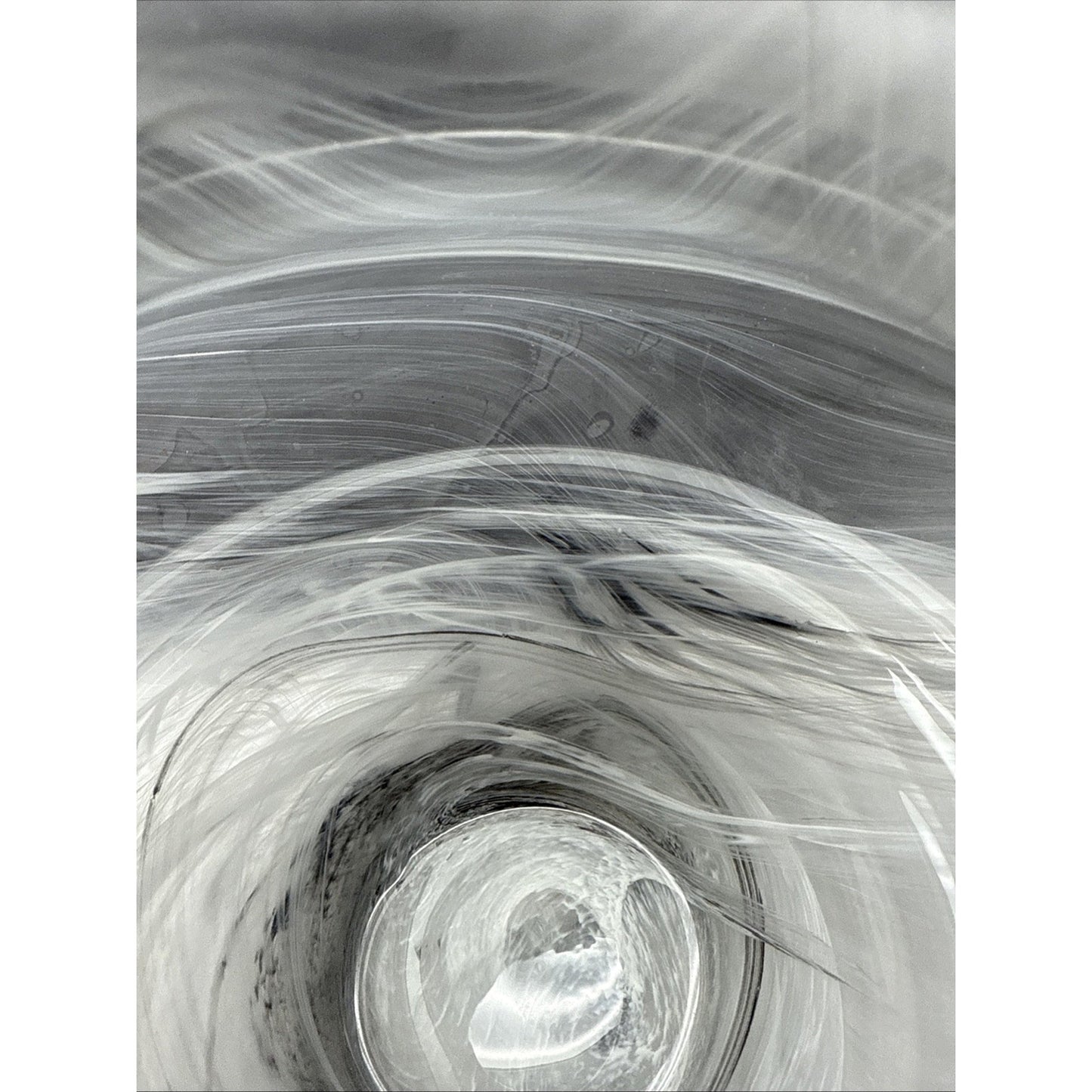 MCM Germany Marble Art Glass Ribbed Vase Smokey Rings Abstract Swirl As Is
