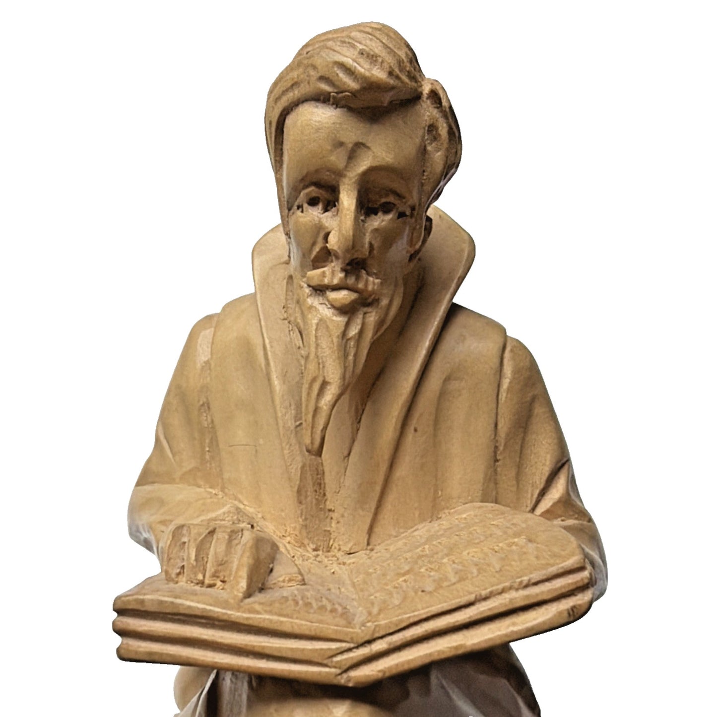 Vintage Don Quixote The Man of La Mancha Wood Carving Sitting Reading Book