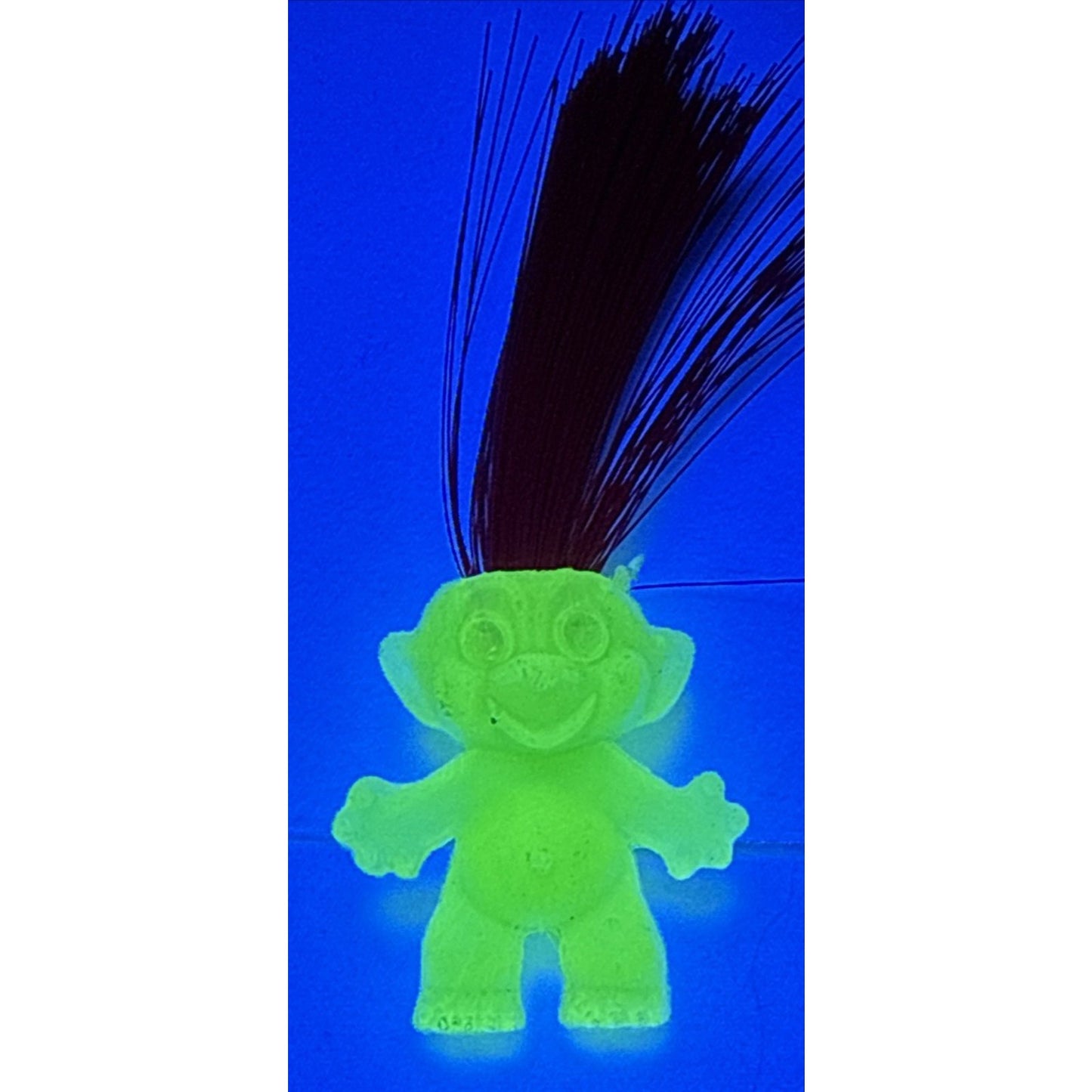 Vintage Mini Troll Doll Green Red Hair Gumball Glows KG Crazy Read