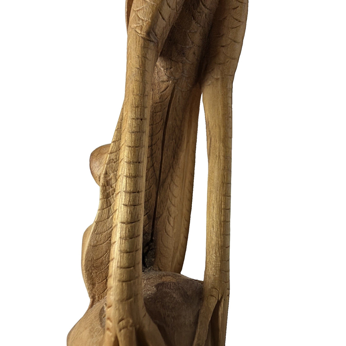 Vintage Hand Carved Heron Egret Sculpture Burlwood Wood Root Bird Statue