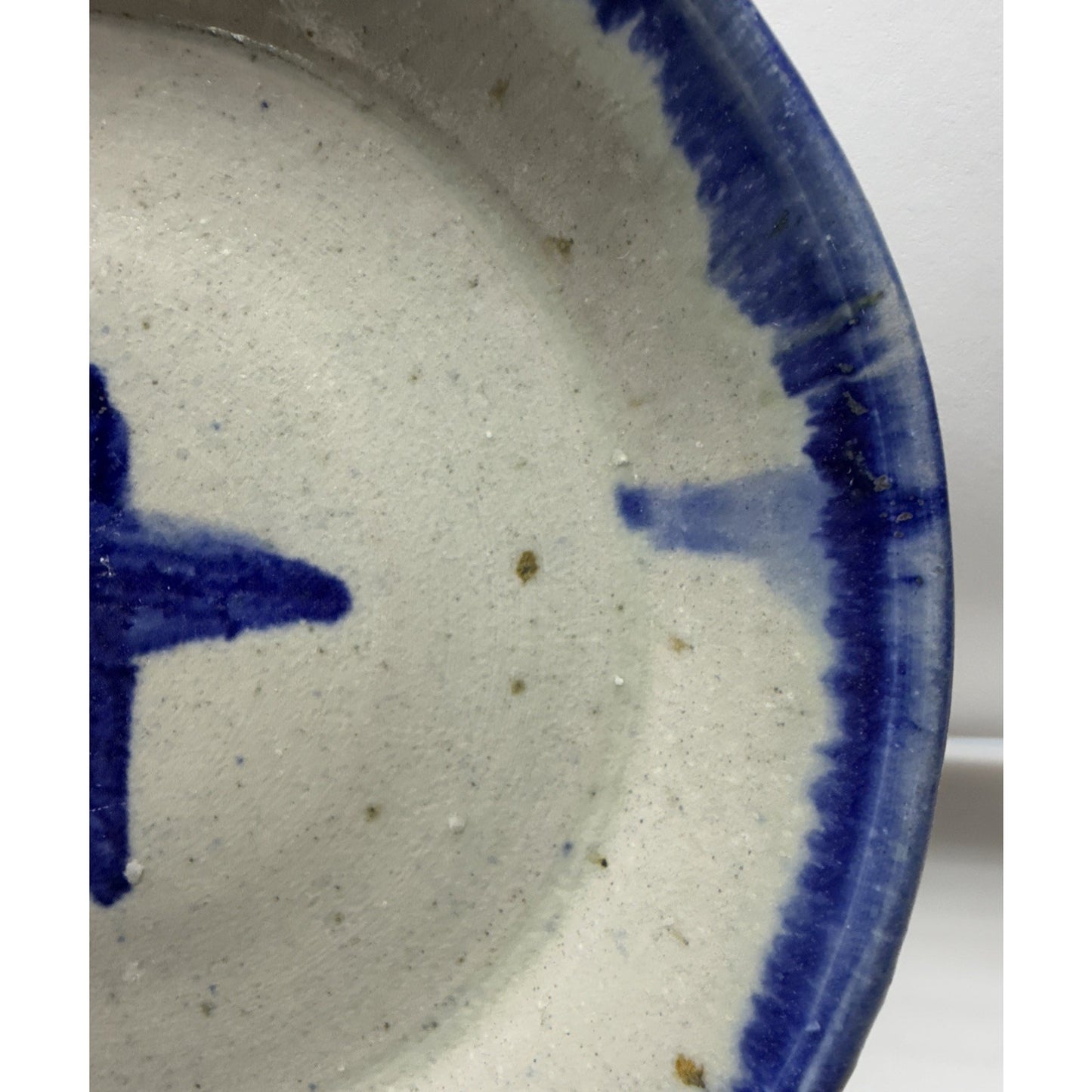 Vintage Lot of 2 HMN Art Pottery Star Platter Plate Bowls Stoneware Blue