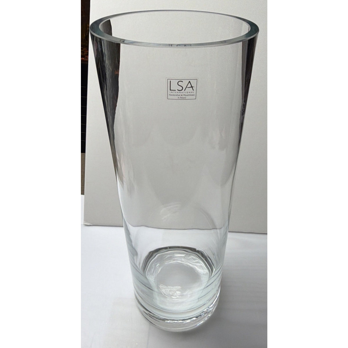 LSA International Mouth Blown Column Vase Large Clear Cylinder Holder As Is