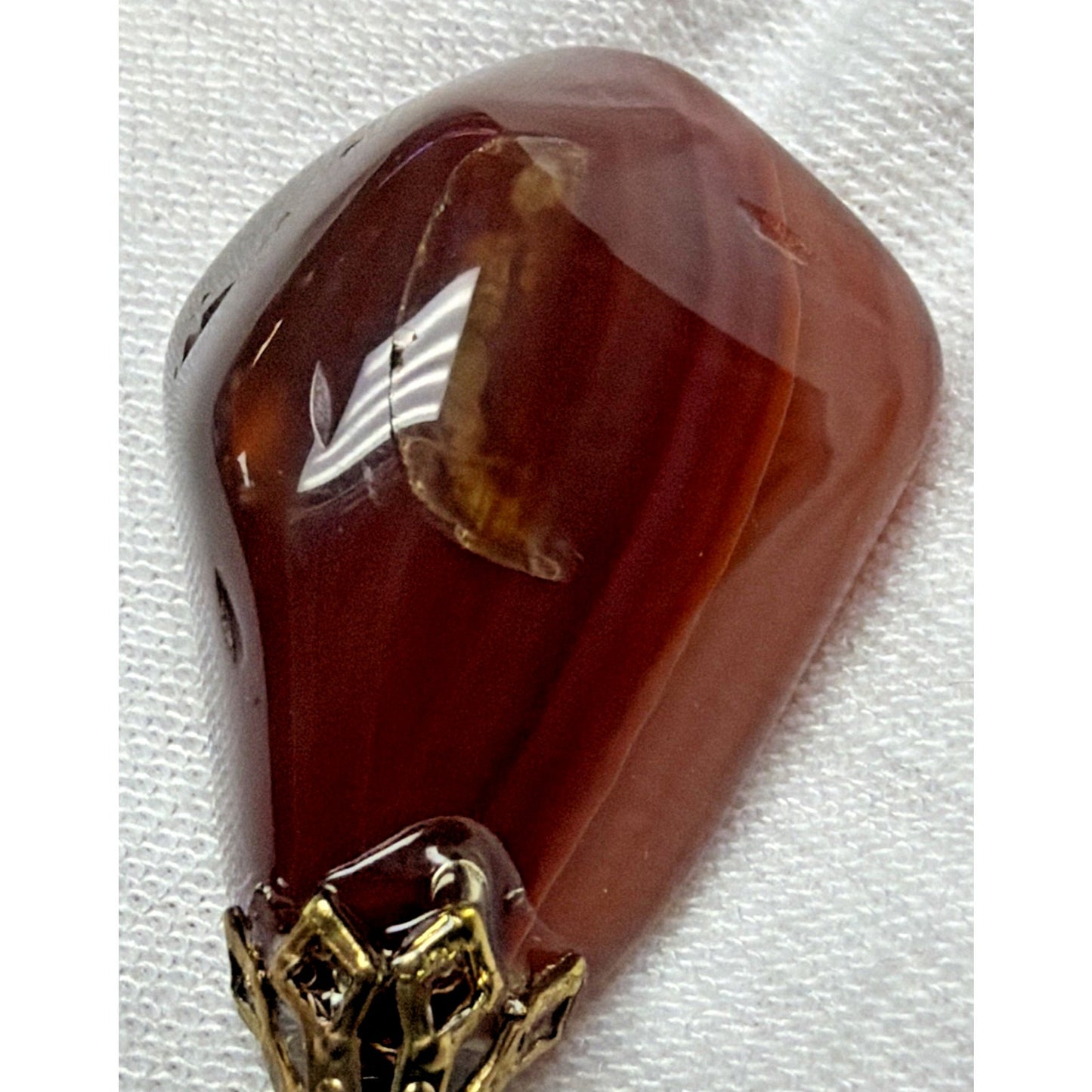 Vintage Carnelian Agate Banded Stone Pendant Charm Polished