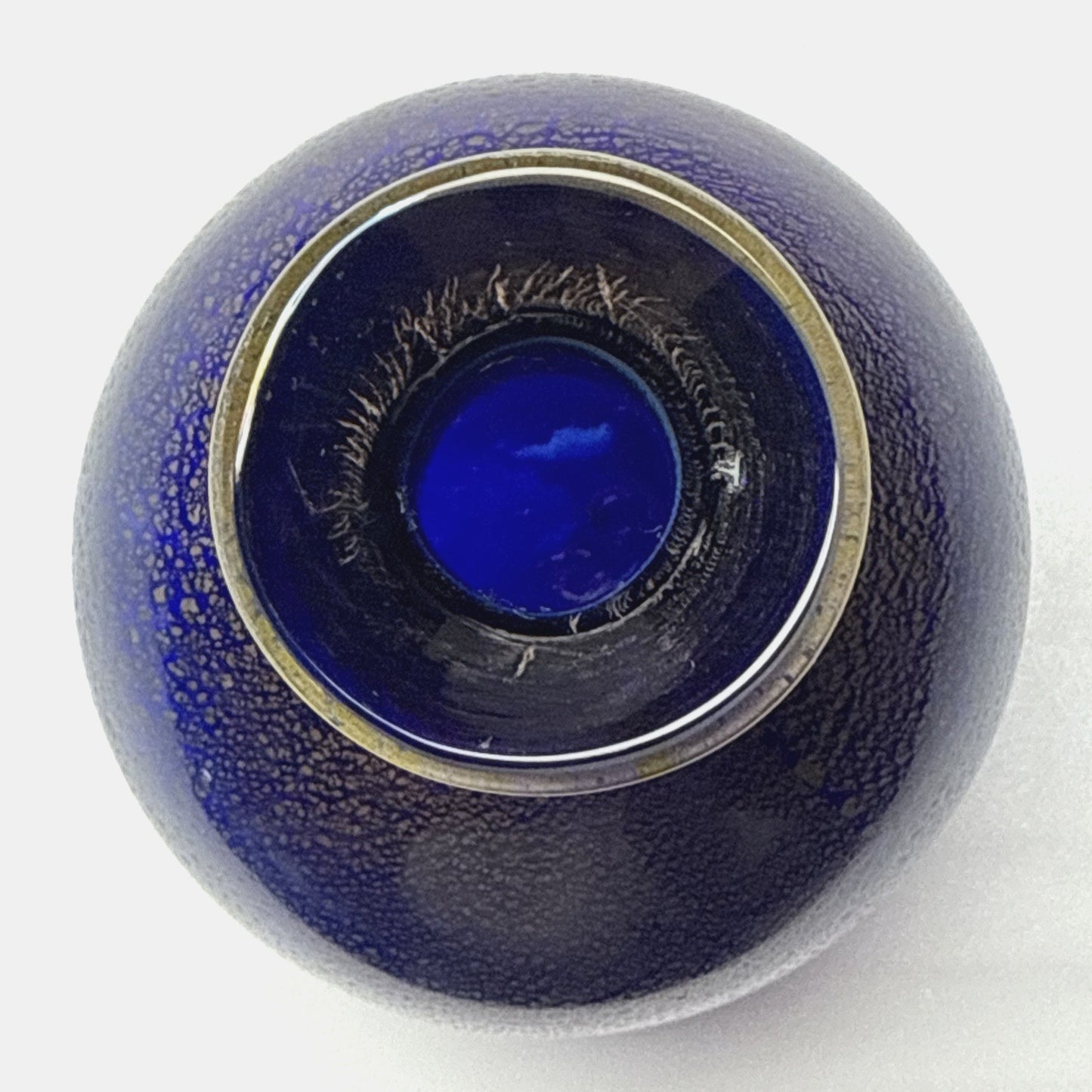 Vtg Murano Glass Cobalt Blue Gold Fleck Overlay Aventurine Glass Perfume Bottle