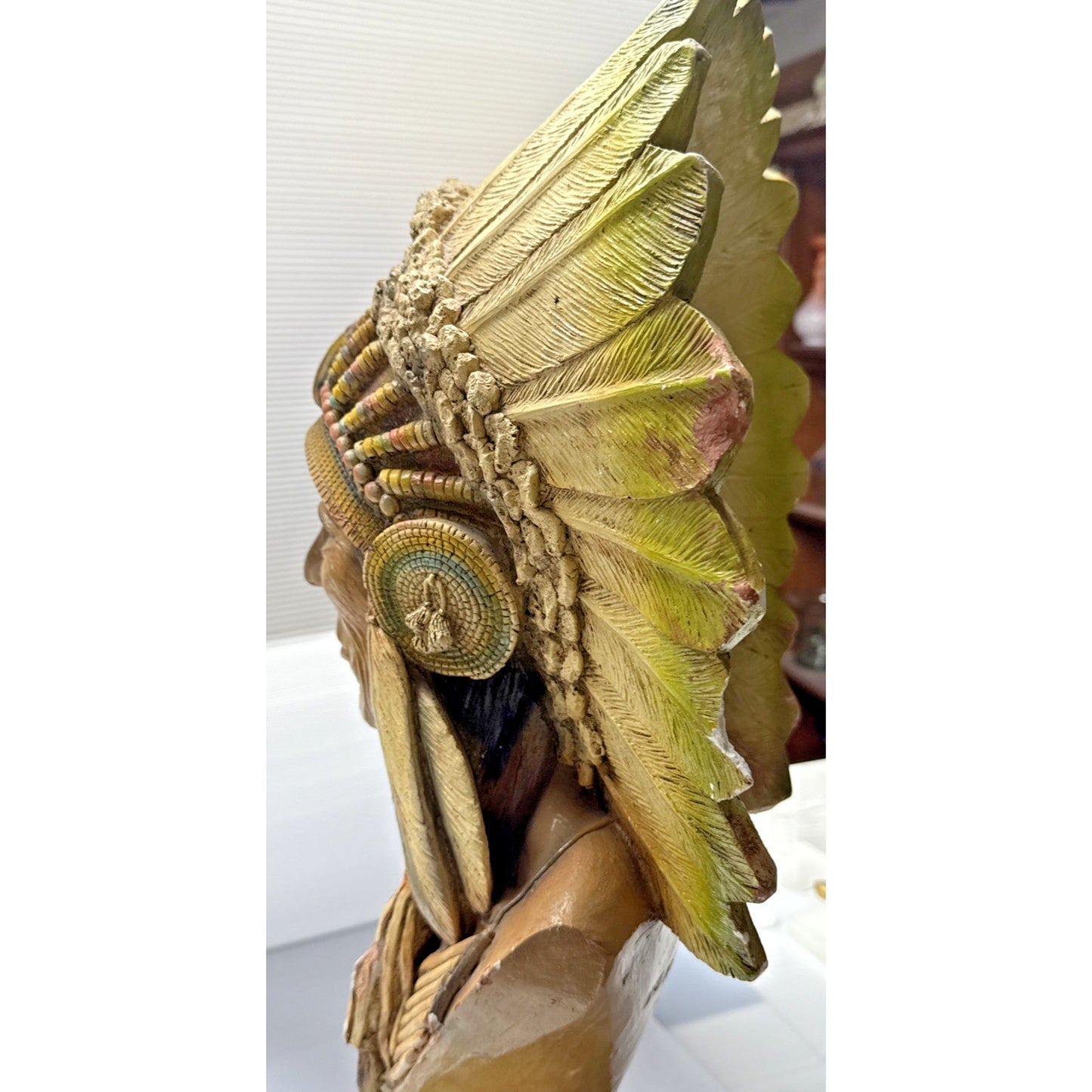 Vintage Apsit Bros of California Native American Indian Chief Bust Large As Is