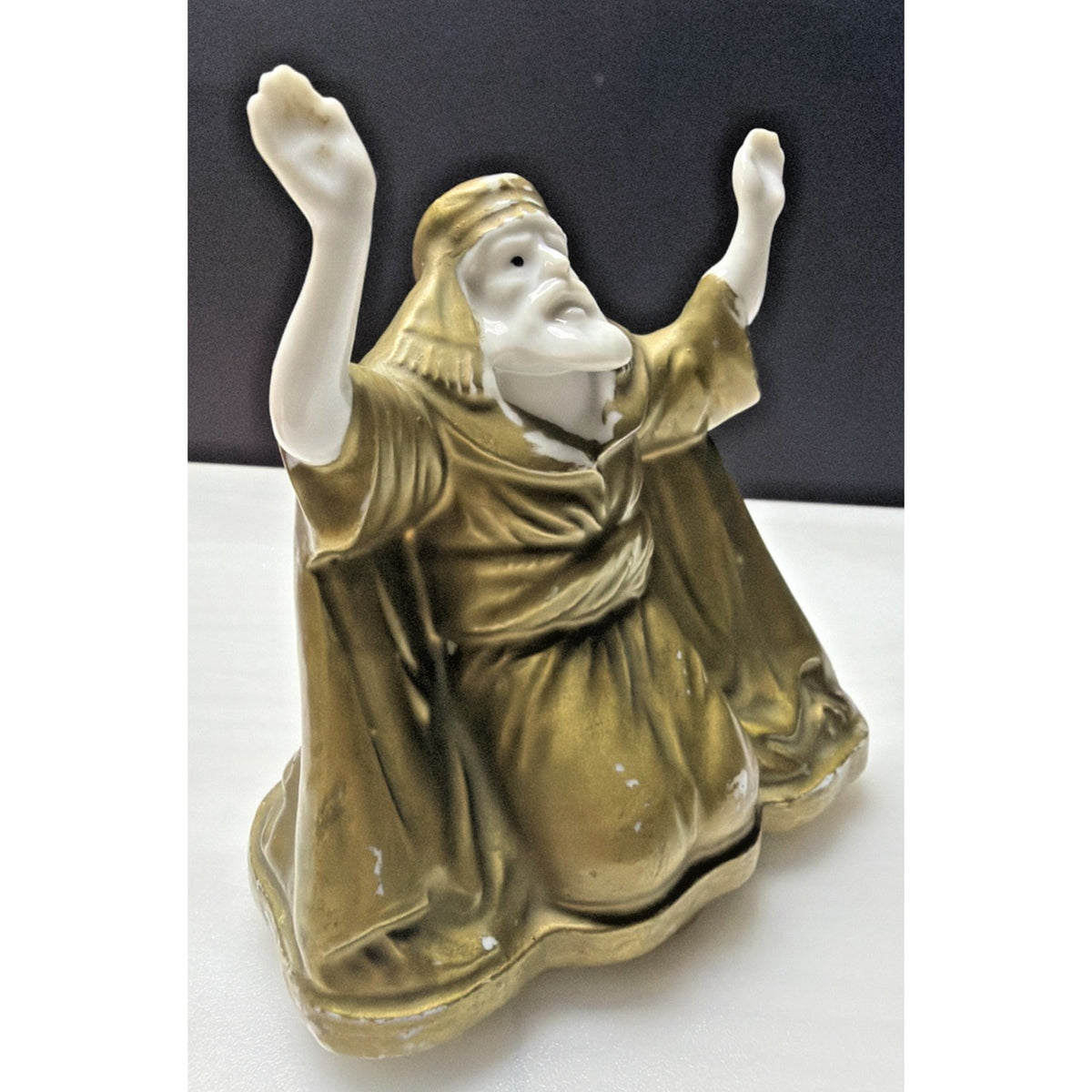 Old Porcelain Figurine Incense Burner Bedouin Man Wiseman Religious Saint As Is