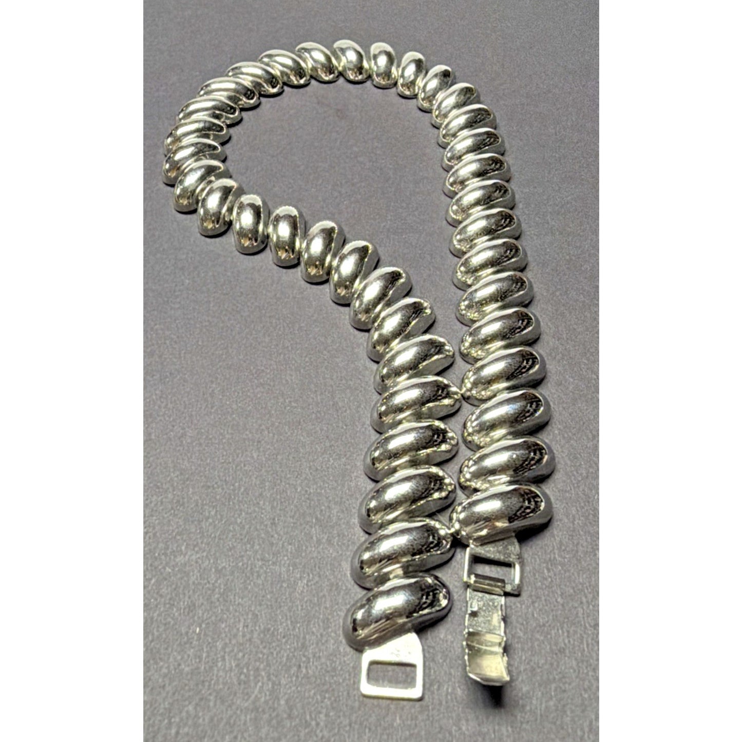 Vintage Set Napier Collar Necklace Bracelet Silver Tone Chunky Oval Link