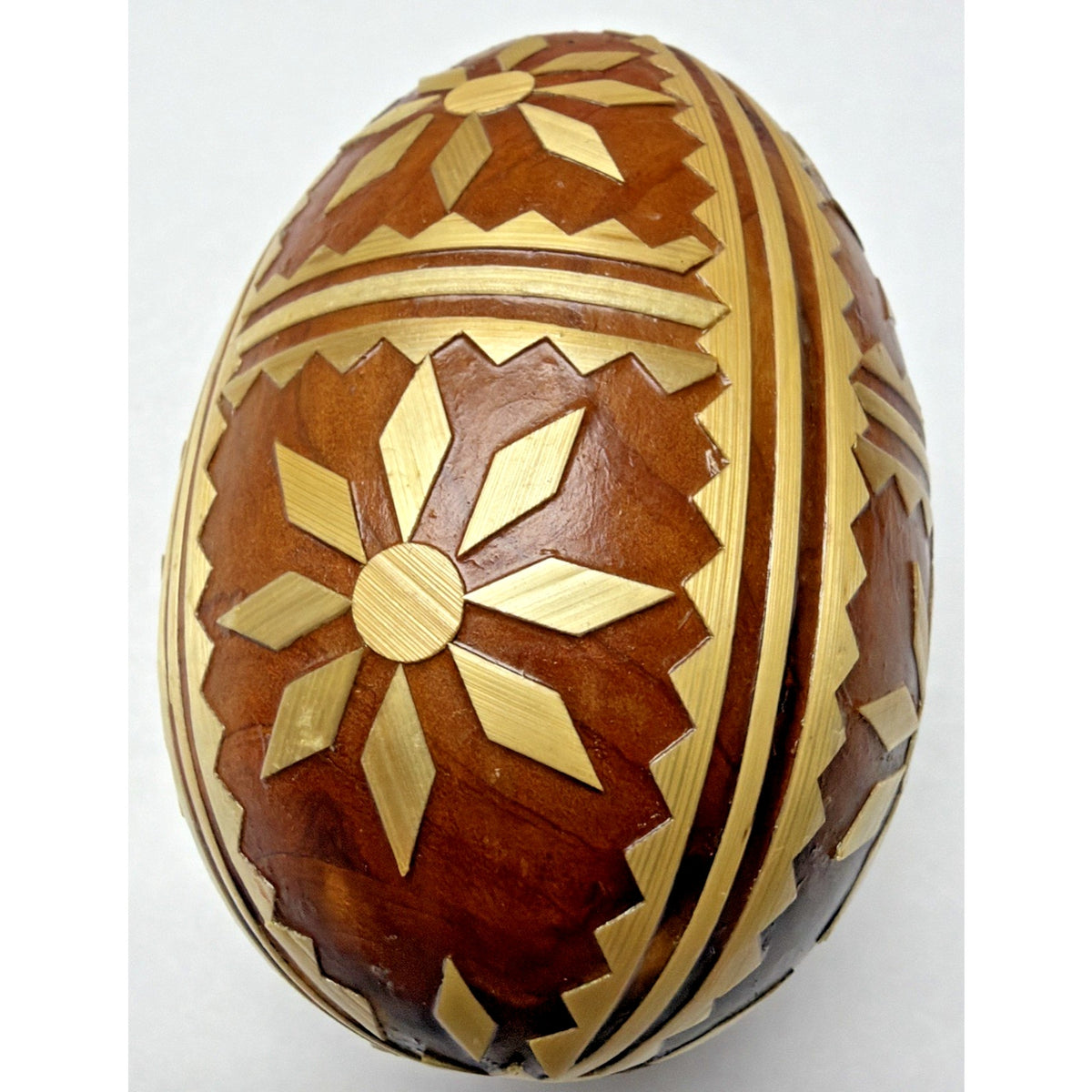 Pysanka Wooden Easter Egg Ukrainian Pysanky Carved Straw Starburst Trypillian