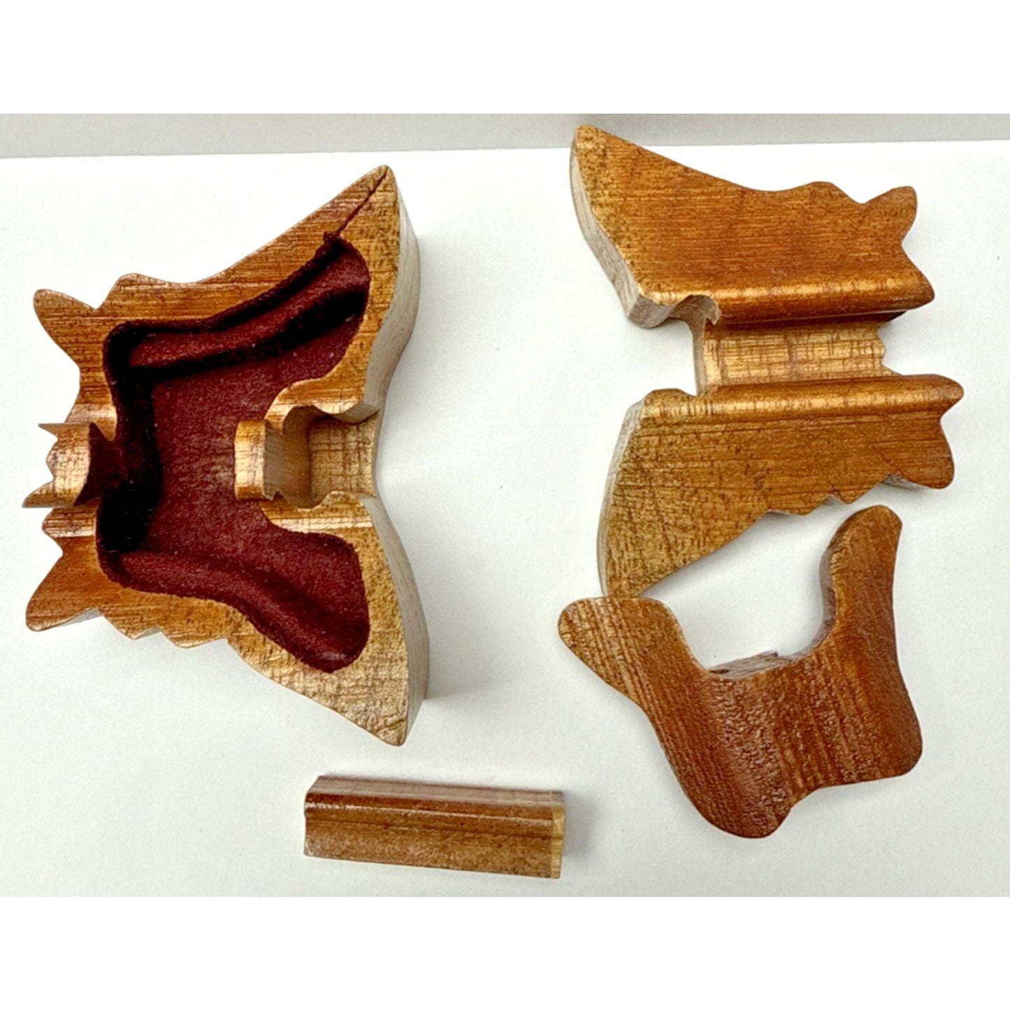 Vintage Butterfly Wood Carved Puzzle Box Trinket Jewelry Box As-Is