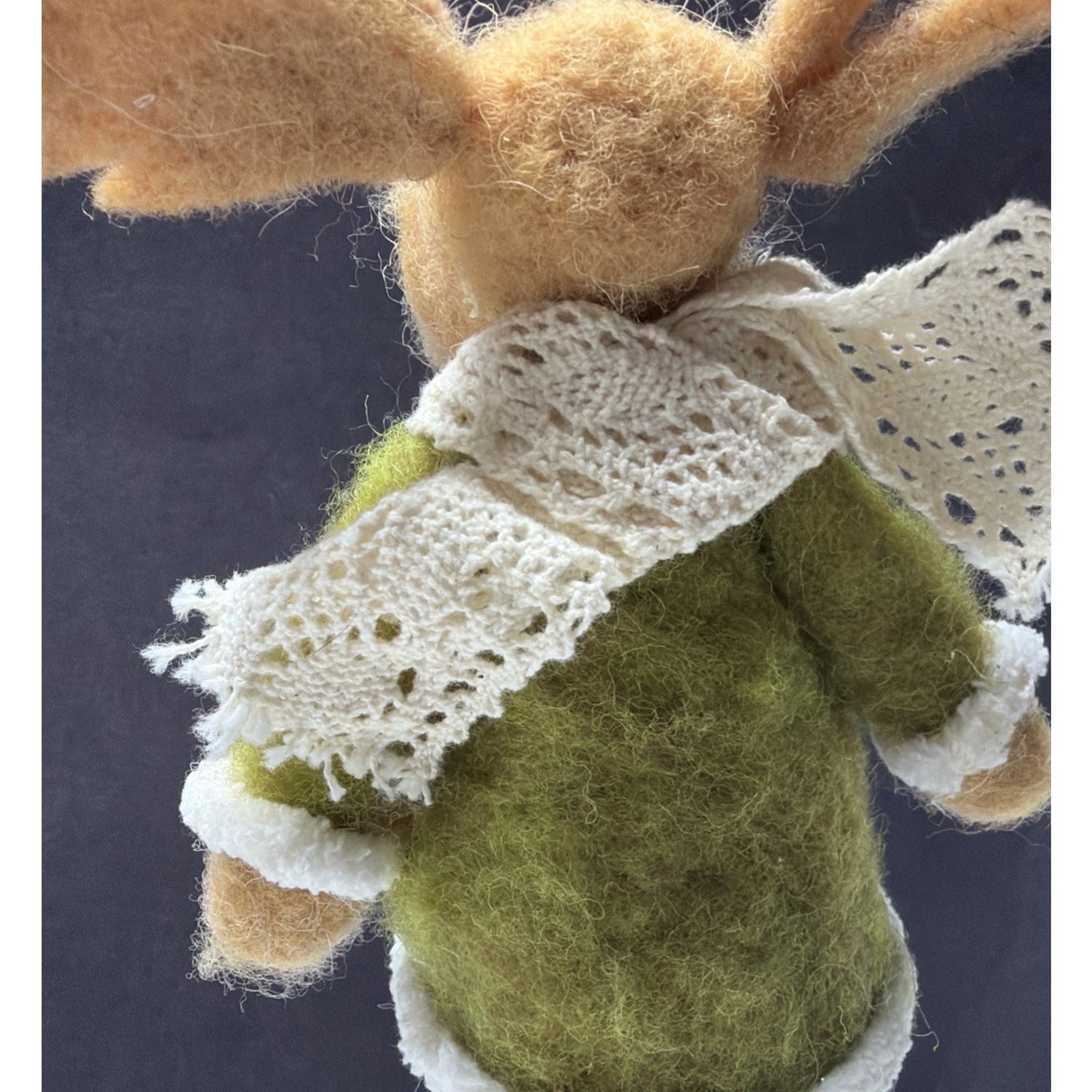 Felt Plush Christmas Moose Standing Green Sweater Lace Scarf Leggings As Is