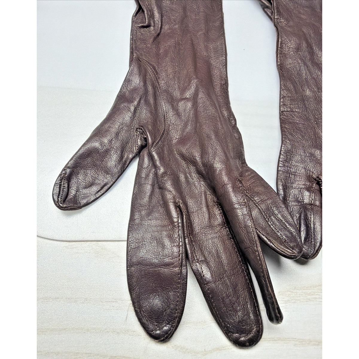Vintage Launder Leather Brown Gloves Washable Table Cut Size 7.5 As Is