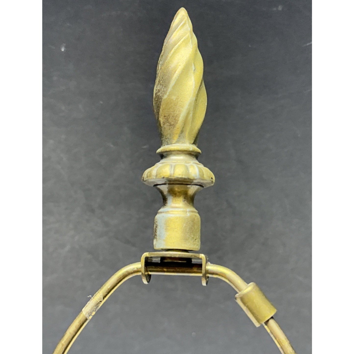 Vintage Wood Turned Table Lamp Burlwood Tall Flame Finial As Is Read