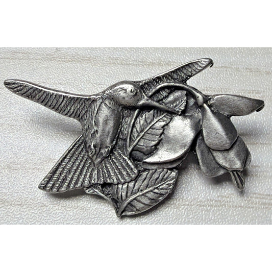 Vintage Birds and Blooms Pewter Pin Hummingbird Brooch 1995 1996 Premier Edition