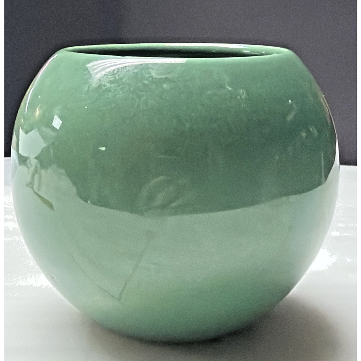 MCM Haeger Pottery Orb Spherical Ball Planter Vase As Is Green