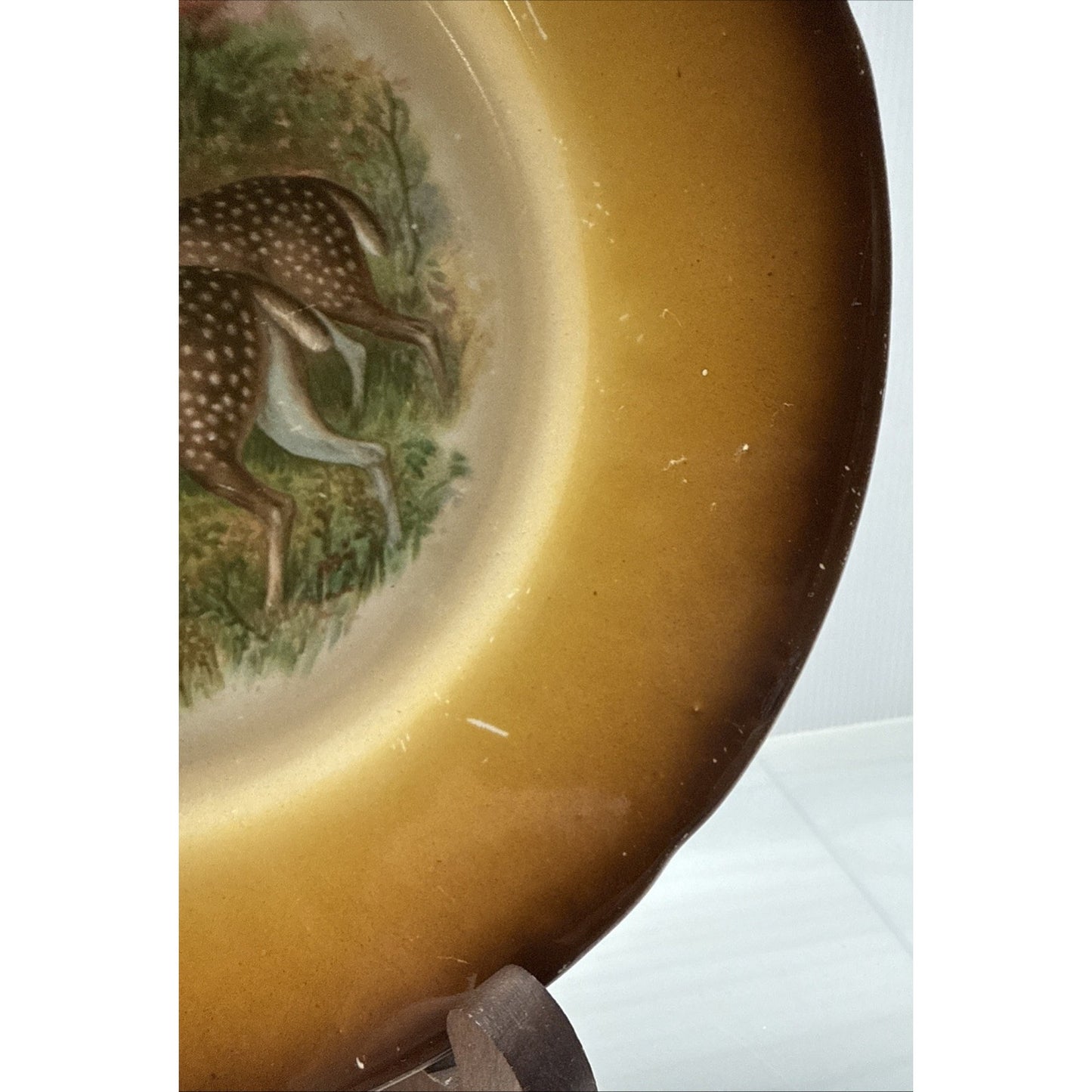 Old Latona Taylor Smith Taylor Hand Painted Plate Deer Rack Landscape Signed