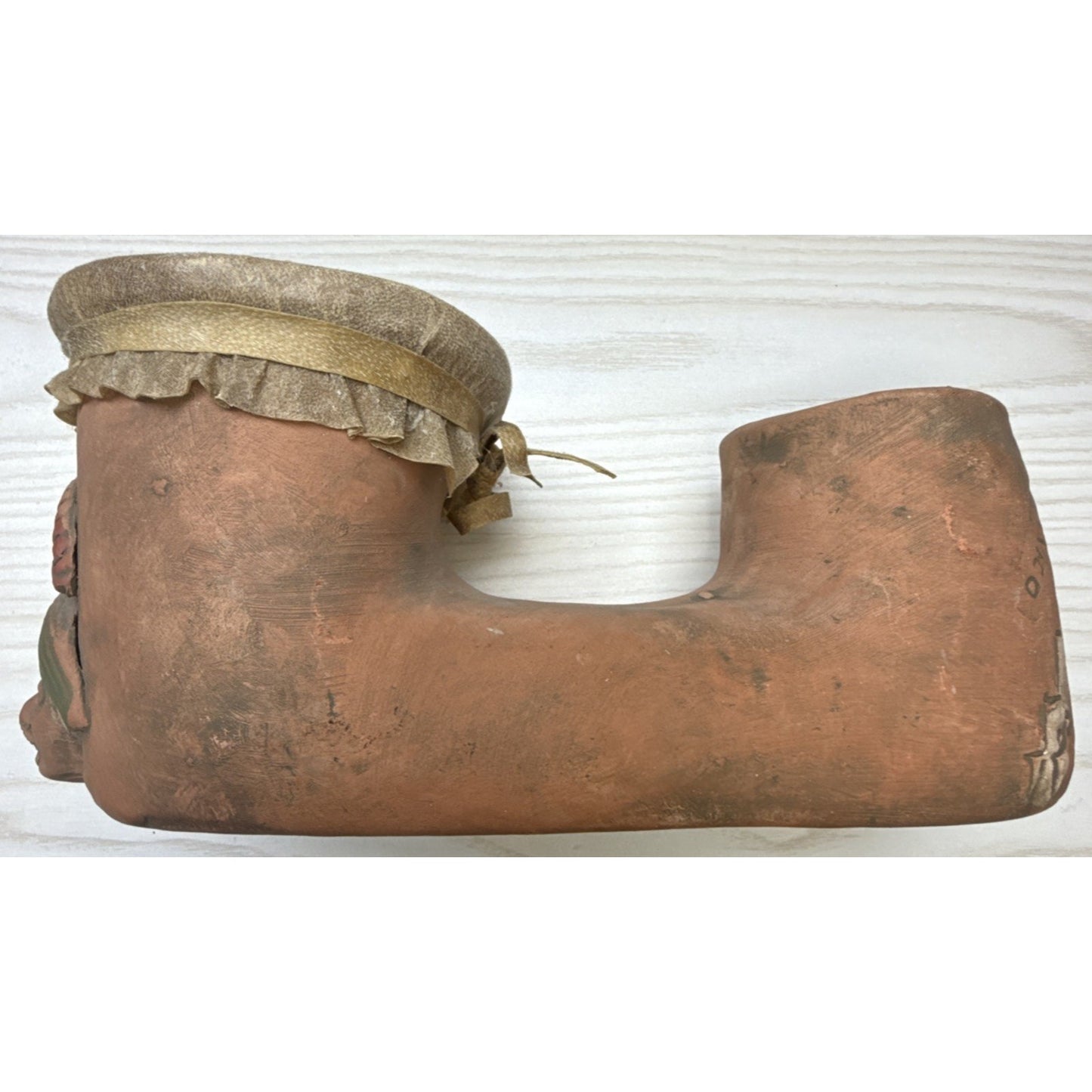 Vintage Mayan Aztec Folk Art Terracotta Clay Water Drum Figural Hide