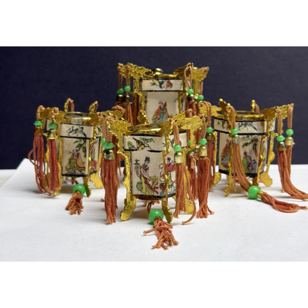 Vtg Lot of 4 Miniature Chinese Palace Lantern New Year Christmas Ornament As Is