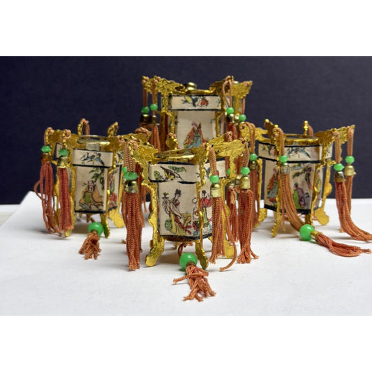 Vtg Lot of 4 Miniature Chinese Palace Lantern New Year Christmas Ornament As Is