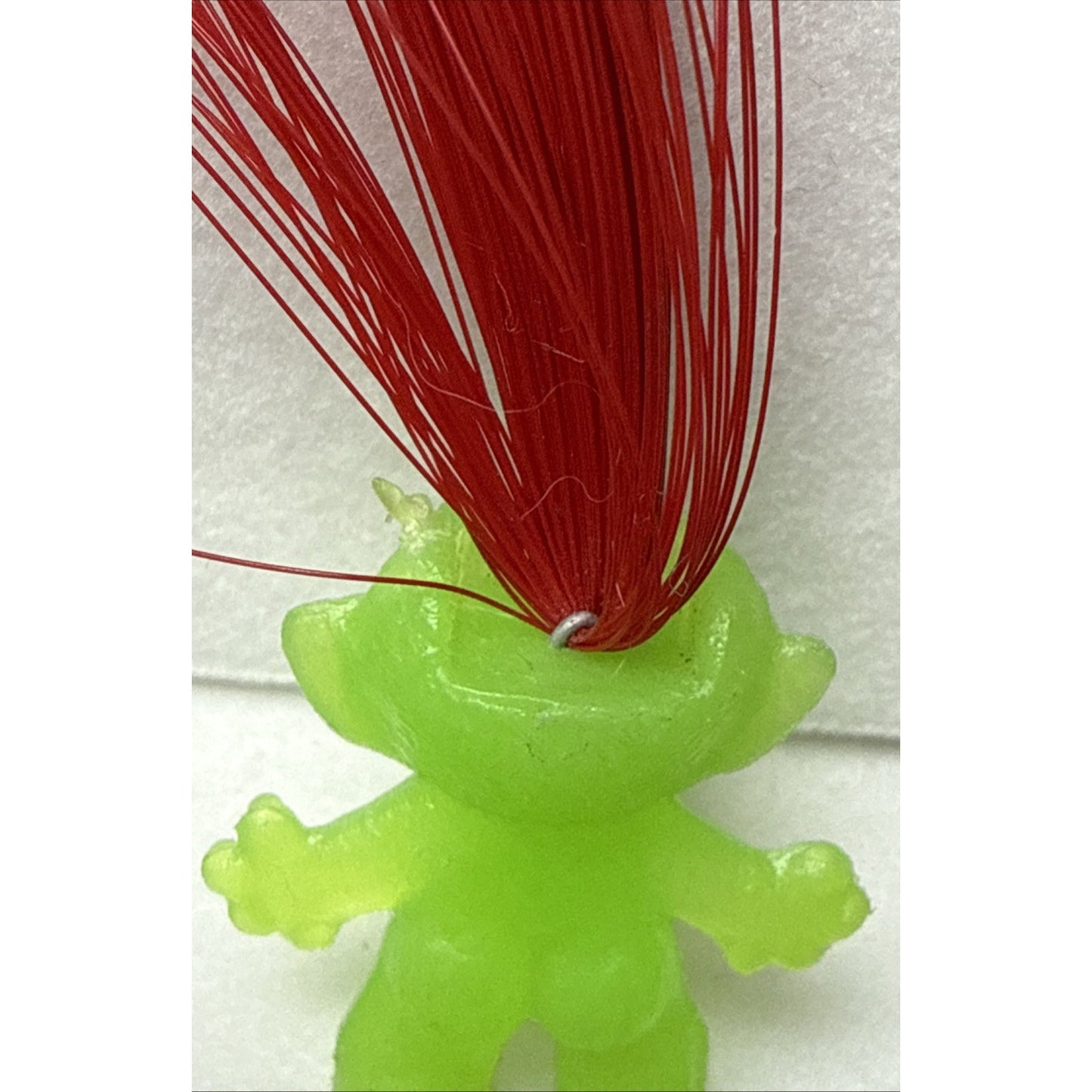 Vintage Mini Troll Doll Green Red Hair Gumball Glows KG Crazy Read