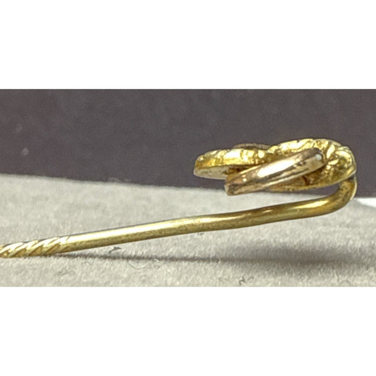 Antique Love Knot Rolled Gold Brass Victorian Stick Pin Hat Pin As Is