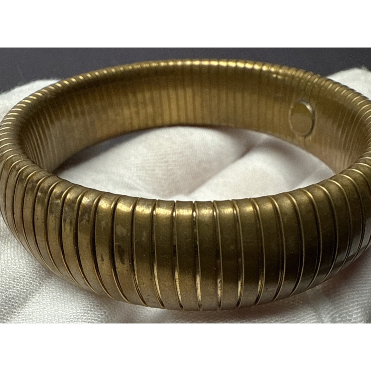 Vintage Flex Omega Brass Gold Tone Bangle Tubogas Stretch Bracelet
