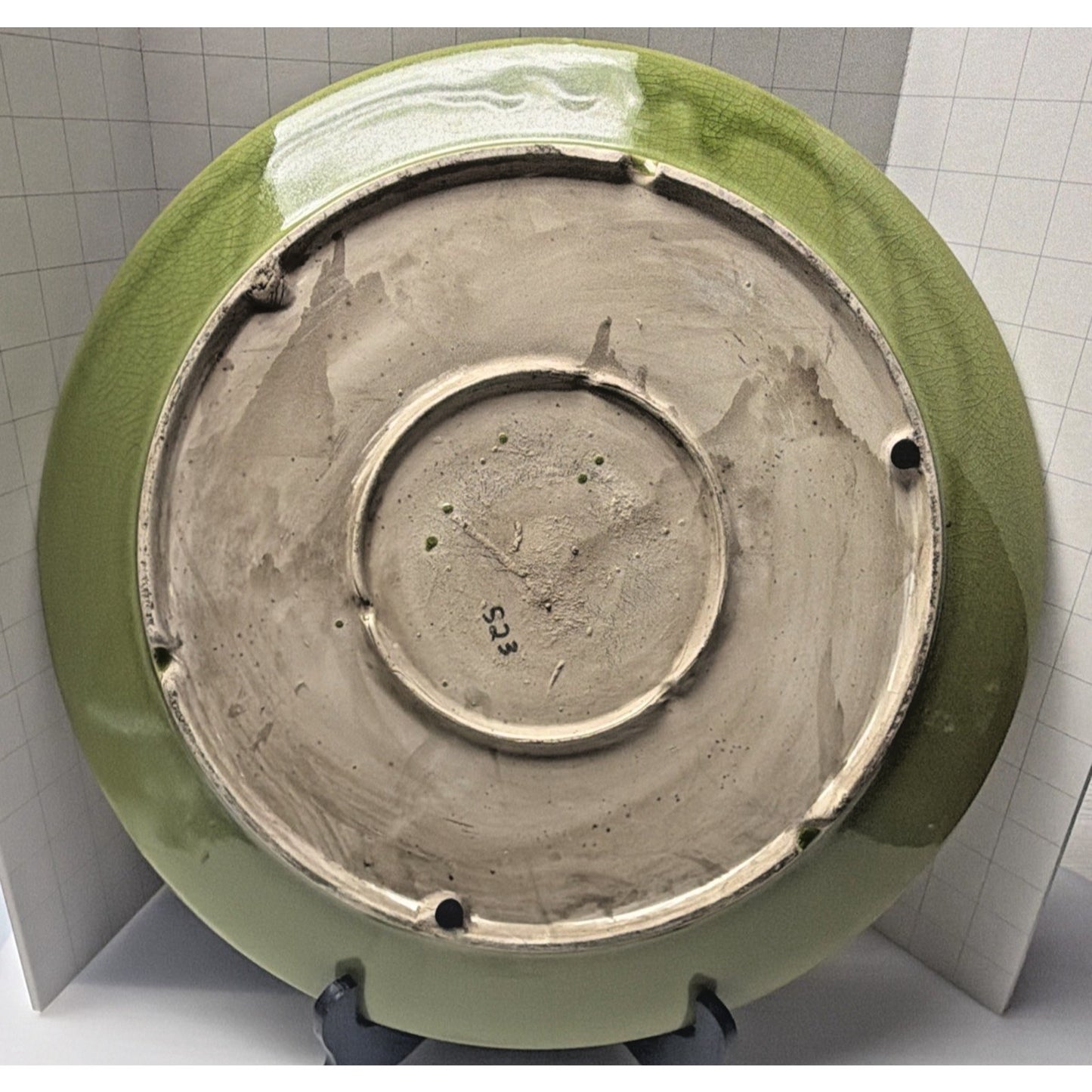 MCM En Franco Guadalajara Pottery Charger Tray Large Crackle Glaze Botanical