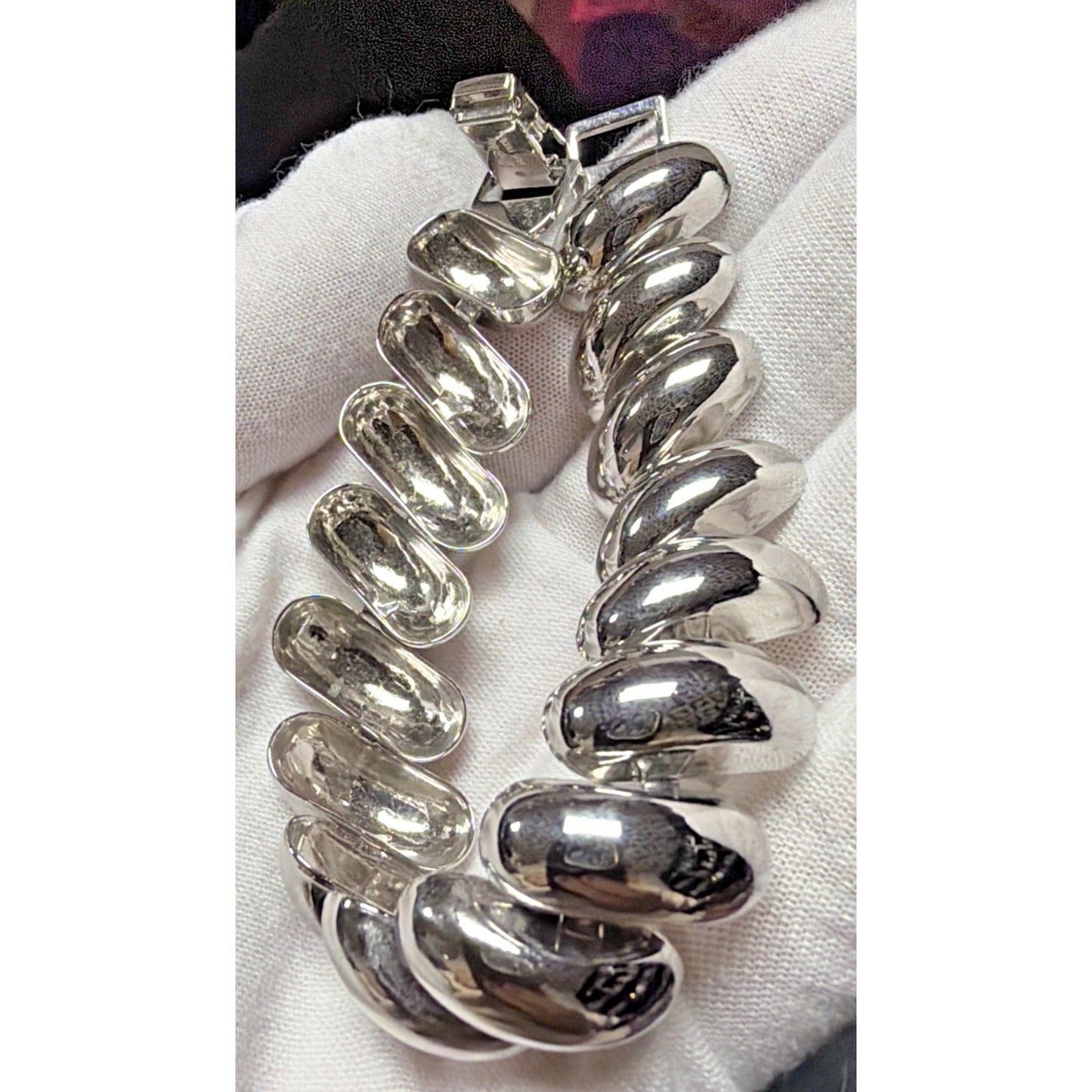 Vintage Set Napier Collar Necklace Bracelet Silver Tone Chunky Oval Link