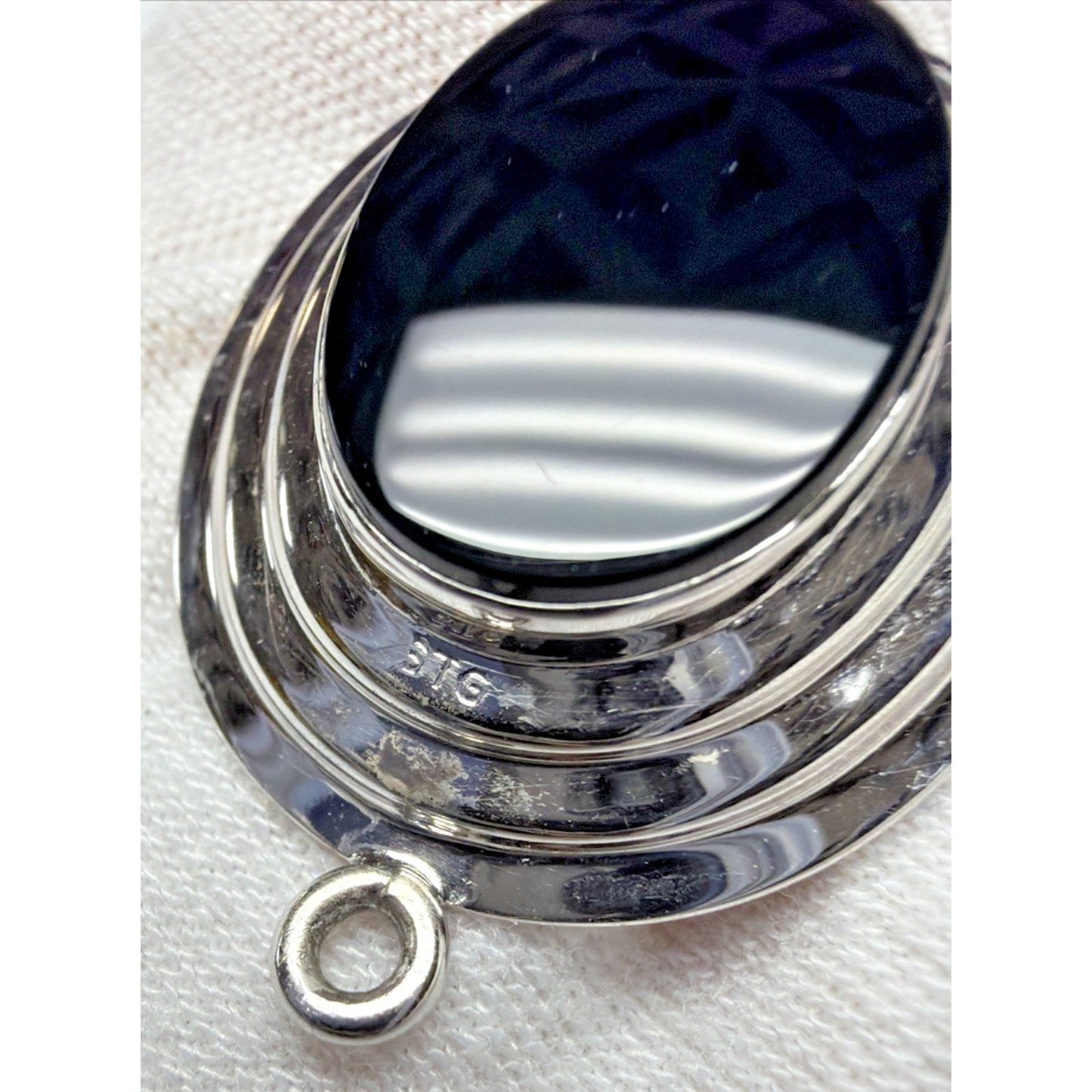 MCM A&Z Sterling Hayward STG Black Onyx Pendant Ribbed Read As-Is