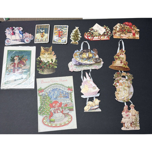 Vtg Lot of 11 Christmas Easter Mixed Card Holiday Victorian Mini Parchment As Is