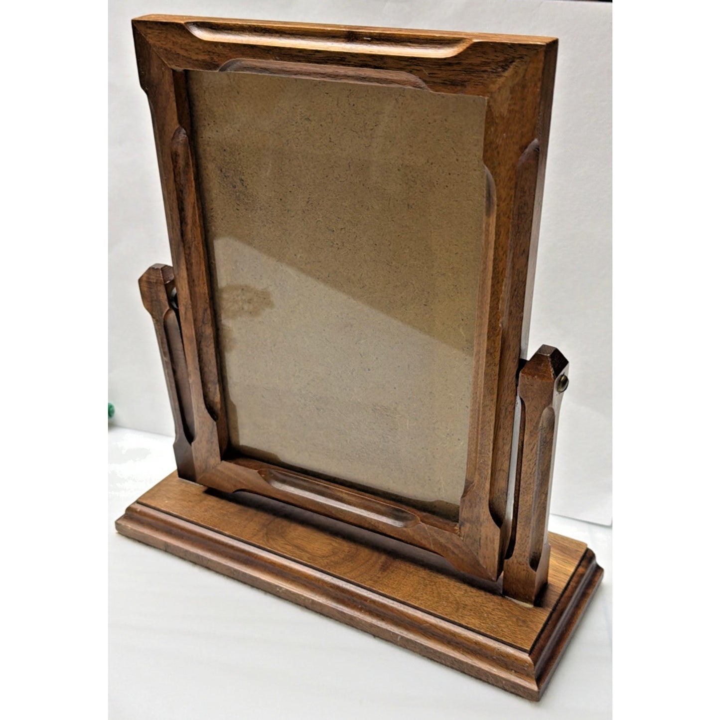 Art Deco Hand Made Dreesman Wood Tabletop Swivel Swing Tilt Picture Frame As Is