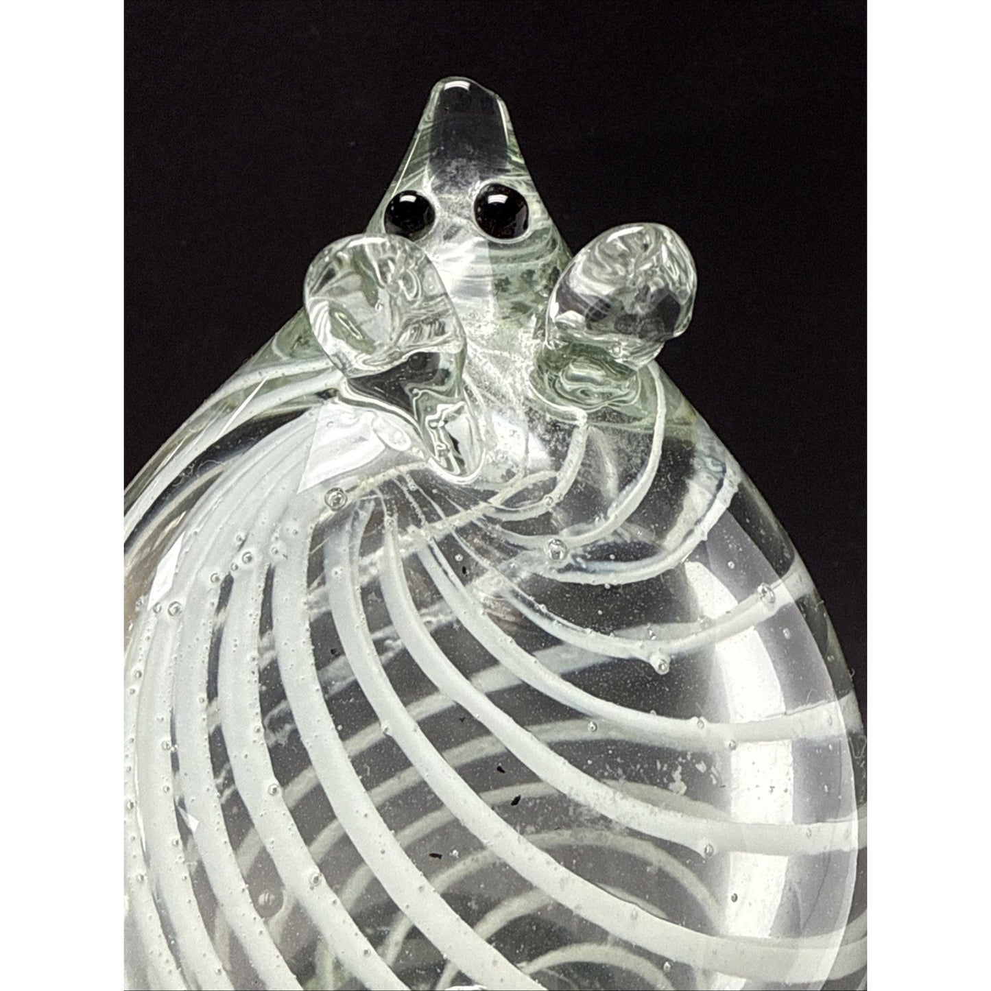 Vintage Blown Glass Mouse White Spiral Curved Tail Figurine Paperweight As Is