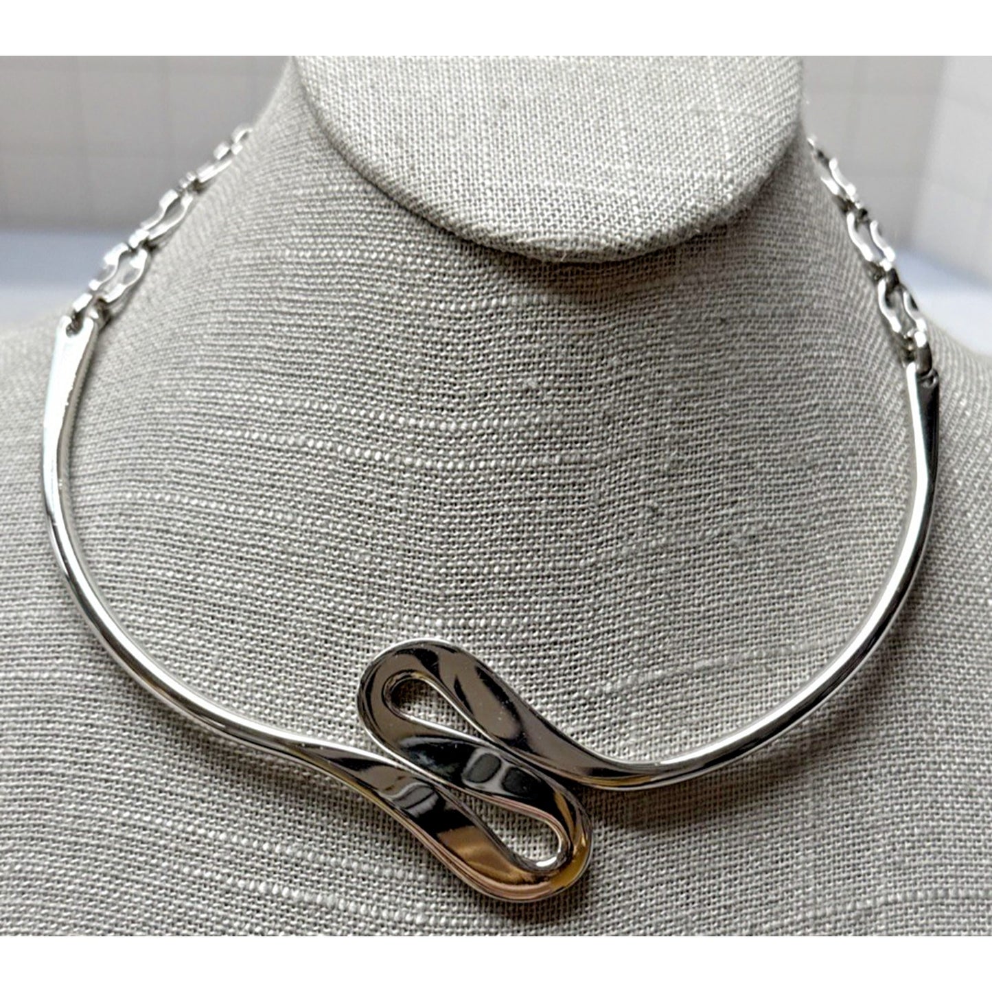 Vintage Napier Modernist Silver Tone Twisted Collar Necklace