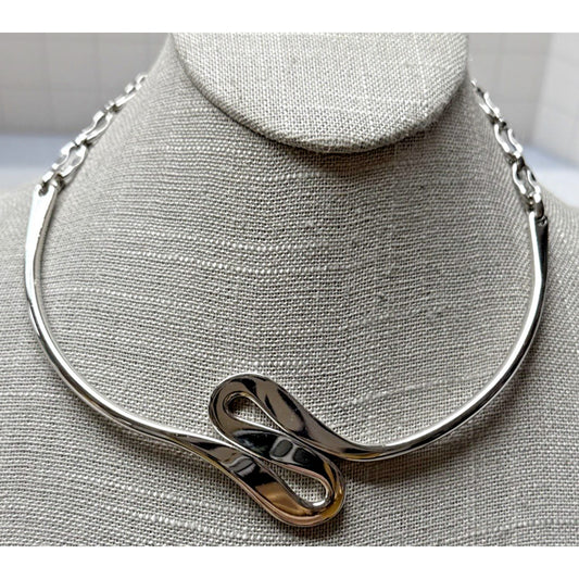Vintage Napier Modernist Silver Tone Twisted Collar Necklace