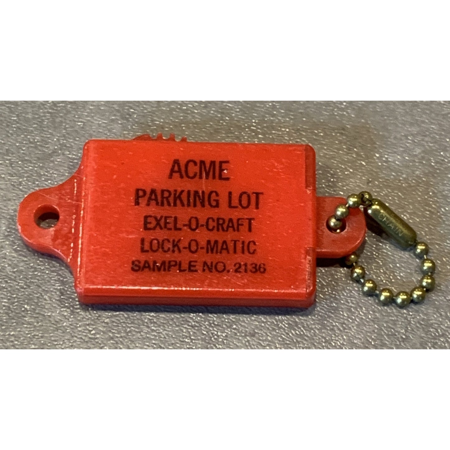 Vtg Advert Acme Parking Lot Exel-O-Craft Lock-O-Matic Sample 2136 FOB Keychain