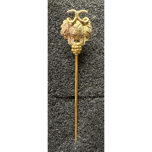 Vintage 14k Gold Multicolor Grape Leaf Stick Pin Hat Pin 1.07 Grams