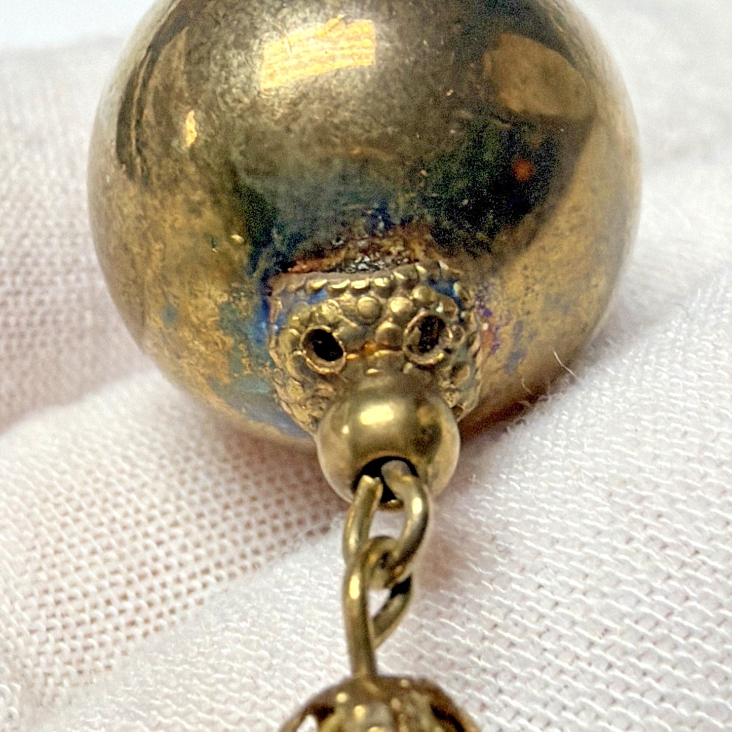 Vintage Baroque Style Pendant Ball Gold Tone Chain Tassel As Is