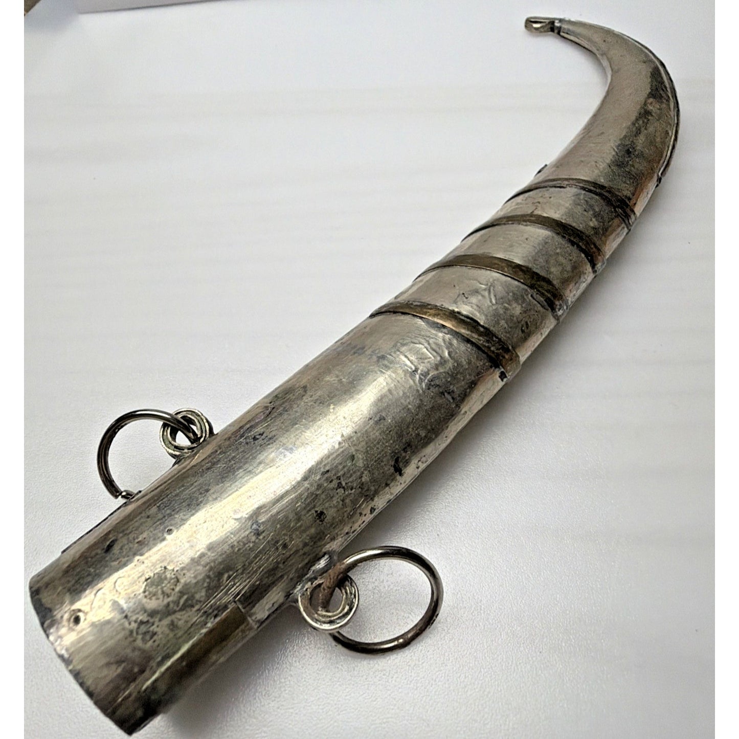 Old Moroccan Berber Islamic Dagger Sheath Only Silver Brass Inlay