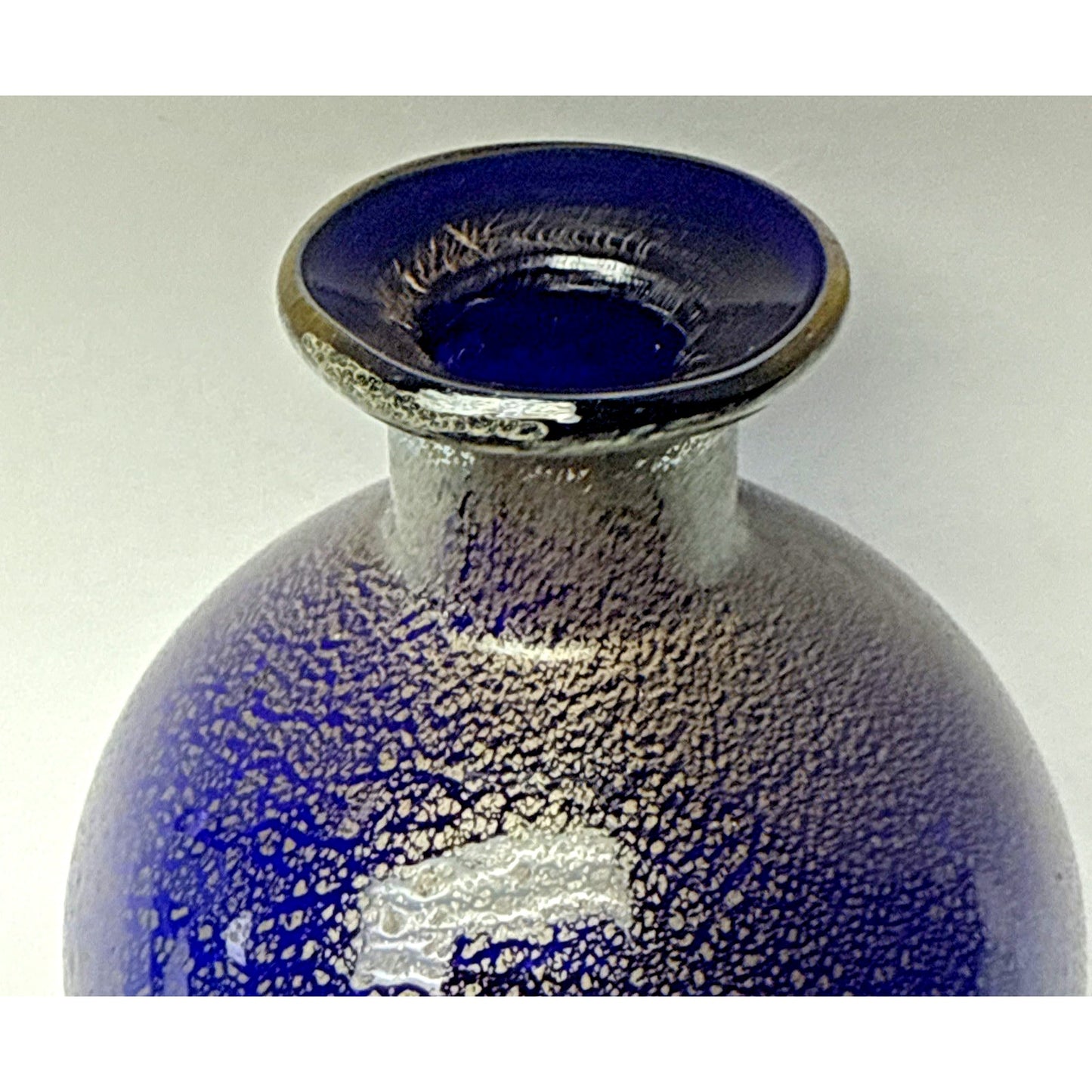Vtg Murano Glass Cobalt Blue Gold Fleck Overlay Aventurine Glass Perfume Bottle
