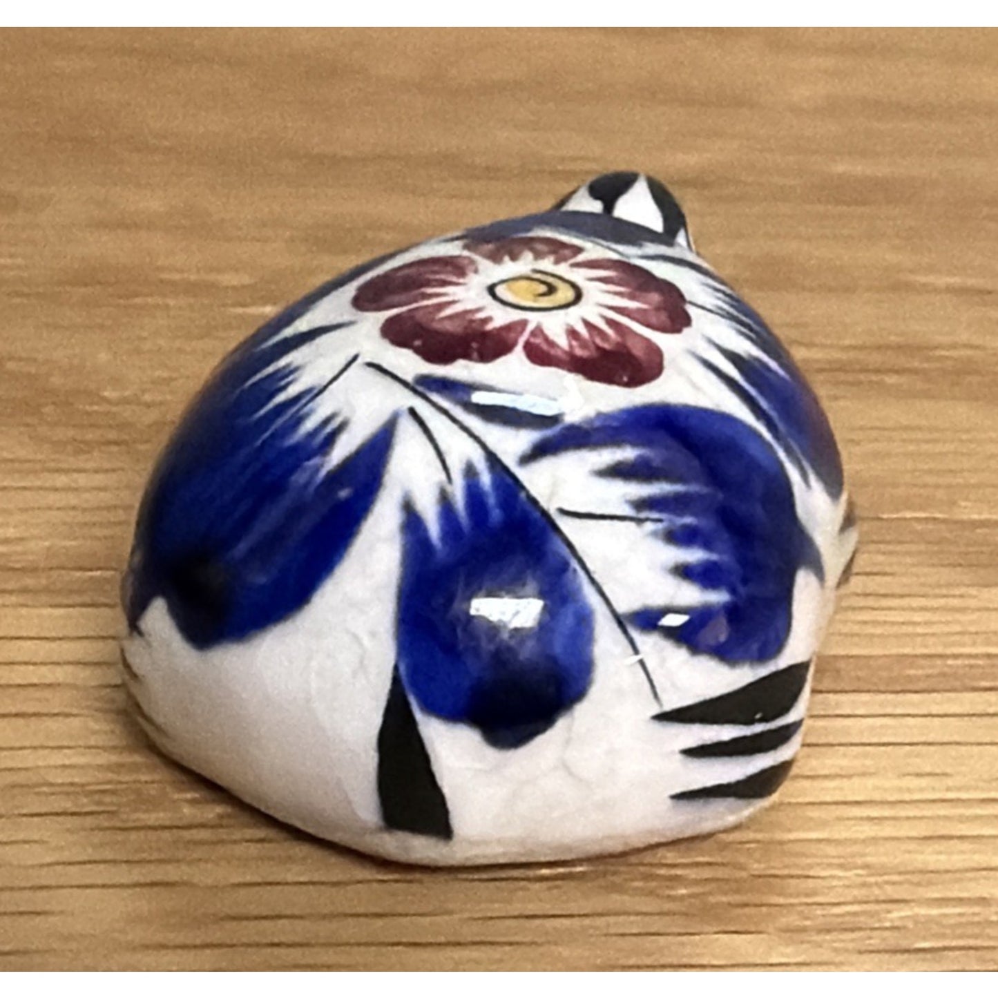 Vtg Mexican Tonala Pottery Mini Turtle Hand Painted Glazed Floral Signed As Is