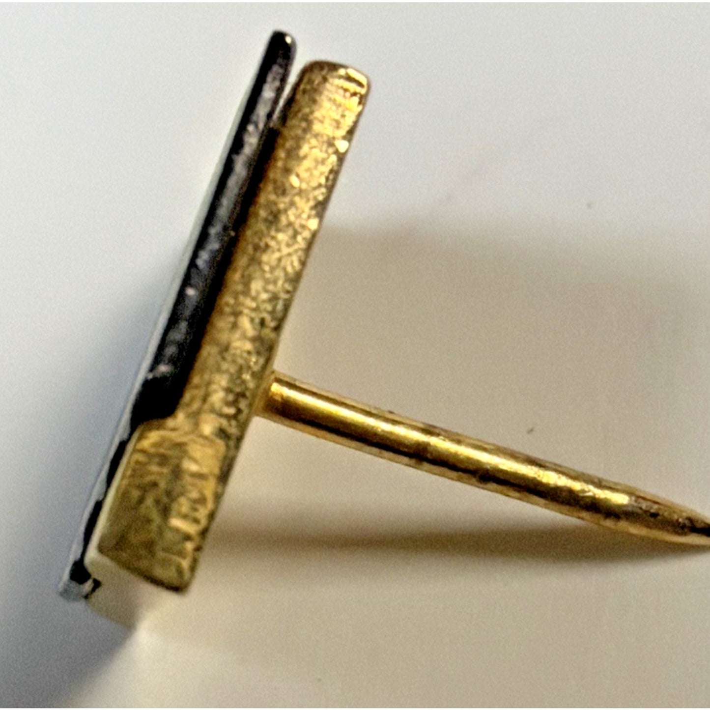 Vintage Pierre Cardin Square Black Lined Gold Tone Tie Bar Pin Tack