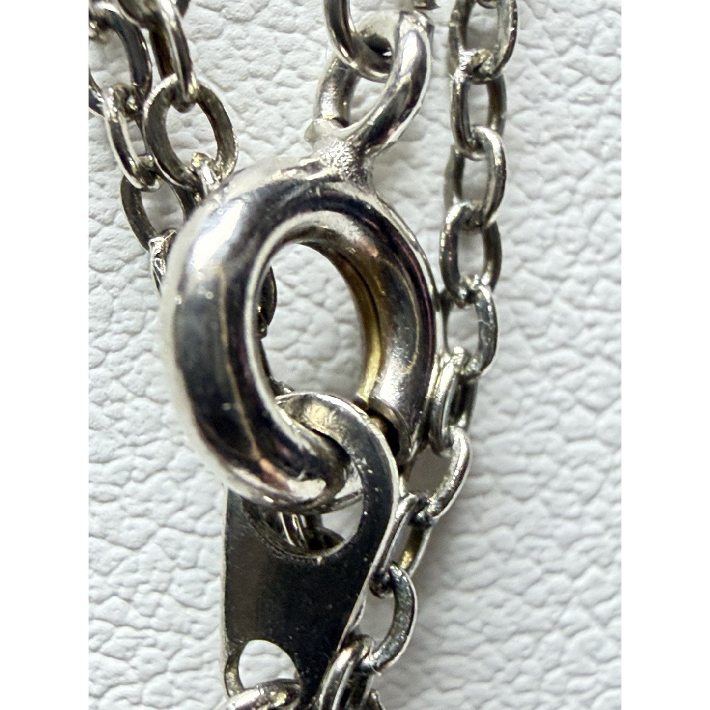Vintage Sterling Silver Teardrop Pendant Necklace Blue Enamel As Is