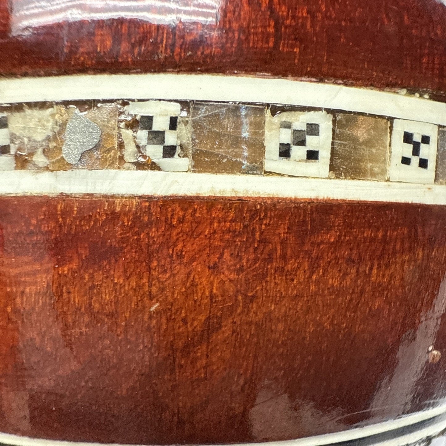 Vtg Egyptian Beechwood Inlaid Mother of Pearl Abalone Vase Mosaic Pattern As-Is