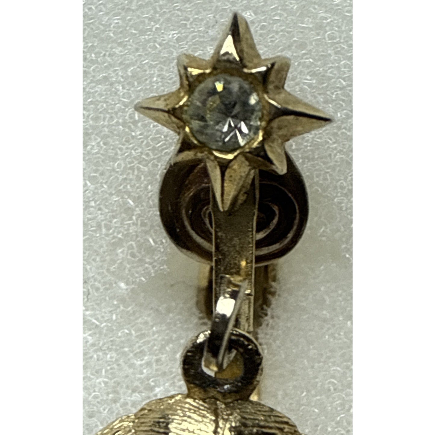 Vintage Atomic Starburst Star Clip On Dangle Earrings Rhinestone