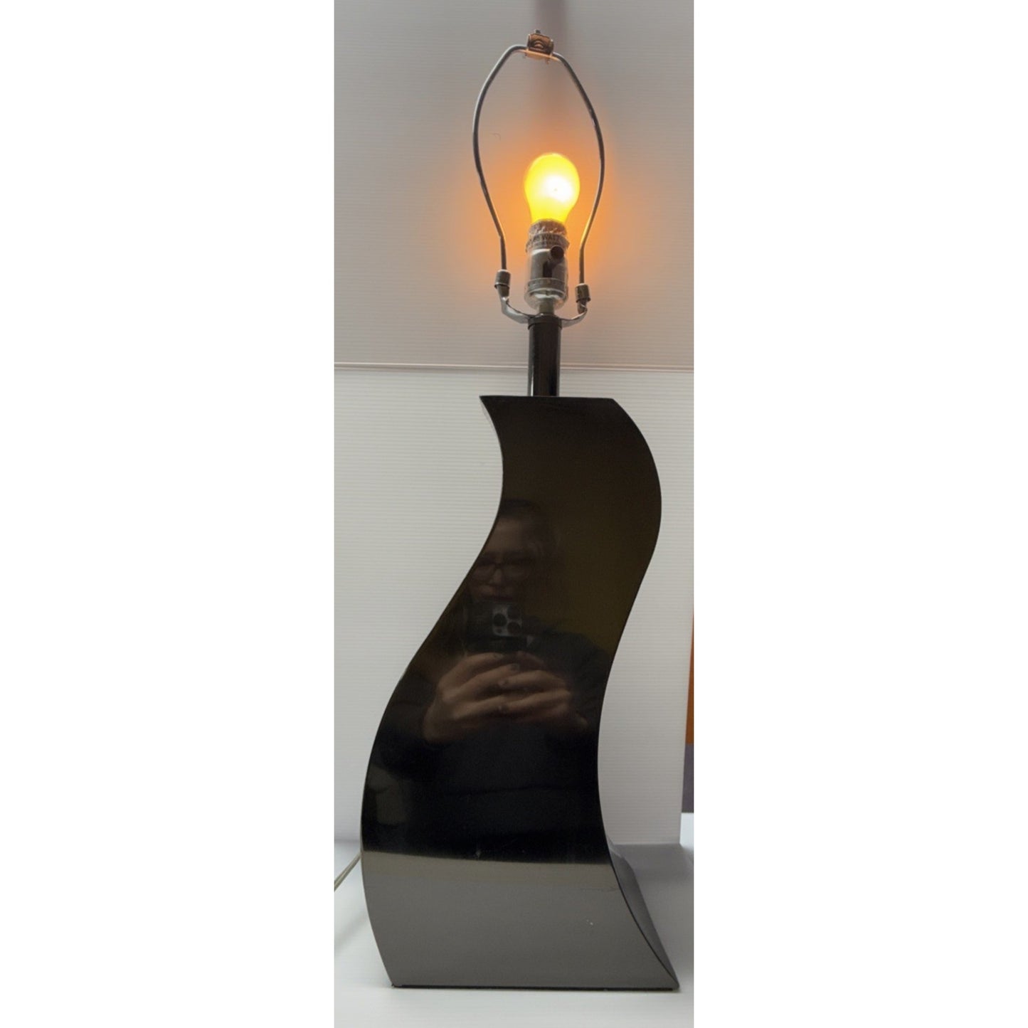 Modernist Chrome Lamp S Shape Wave Mirrored Lamp Large As Is