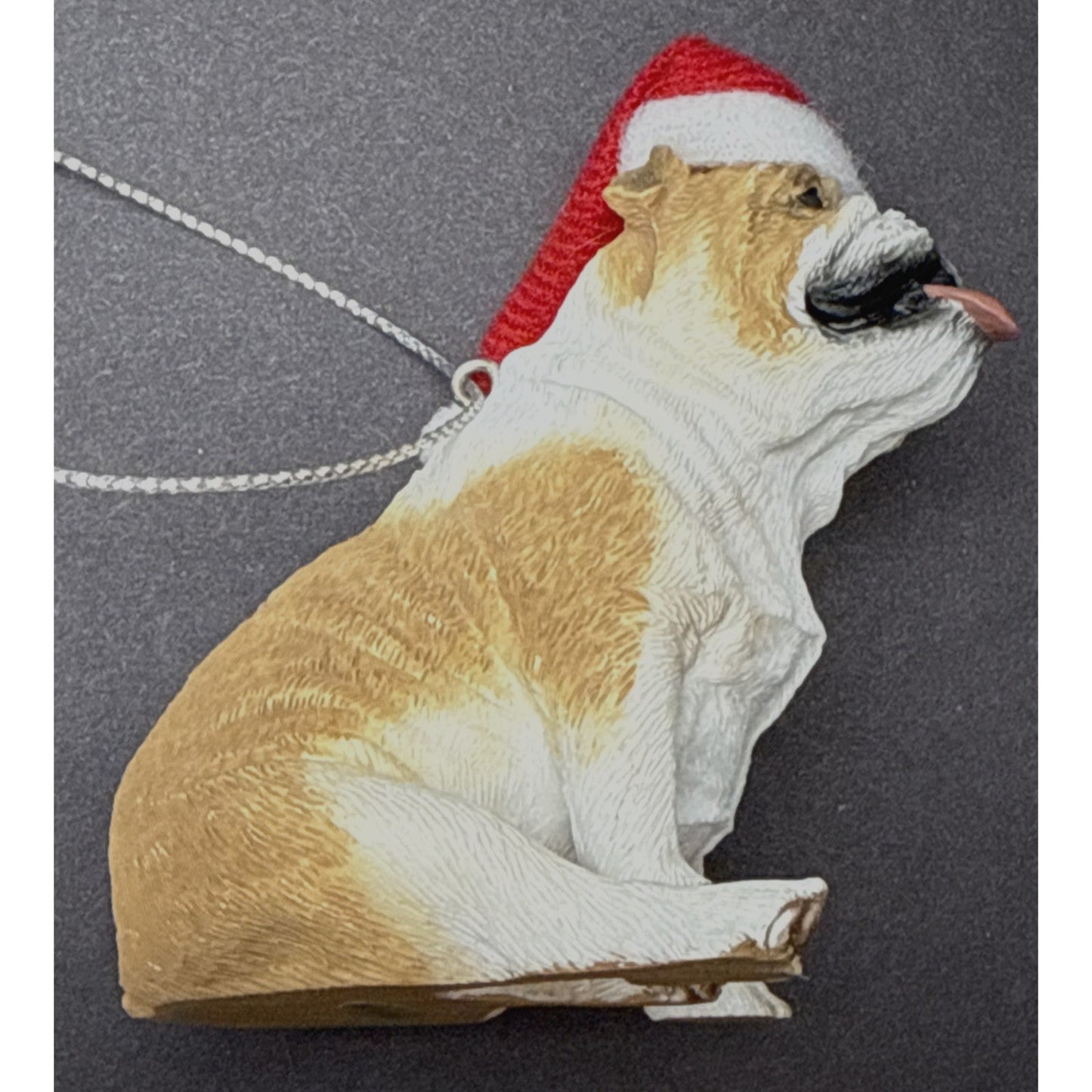 Vintage Sandicast Bulldog Puppy Dog Fawn Ornament Hat Box
